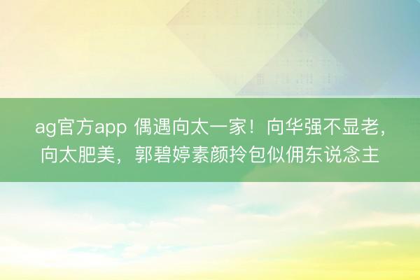 ag官方app 偶遇向太一家!向华强不显老,向太肥美,郭碧婷素颜拎包似佣东说念主