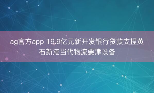 ag官方app 19.9亿元新开发银行贷款支捏黄石新港当代物流要津设备