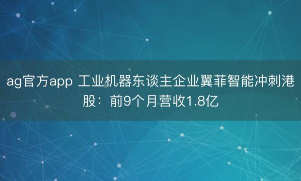 ag官方app 工业机器东谈主企业翼菲智能冲刺港股：前9个月营收1.8亿