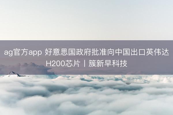 ag官方app 好意思国政府批准向中国出口英伟达H200芯片丨簇新早科技