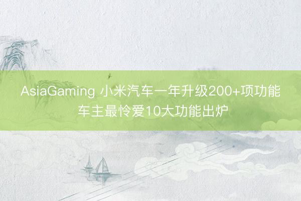 AsiaGaming 小米汽车一年升级200+项功能 车主最怜爱10大功能出炉