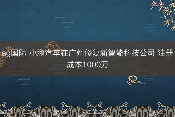 ag国际 小鹏汽车在广州修复新智能科技公司 注册成本1000万