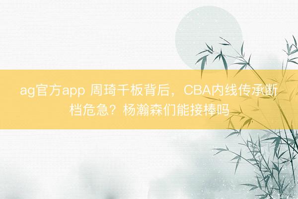 ag官方app 周琦千板背后，CBA内线传承断档危急？杨瀚森们能接棒吗
