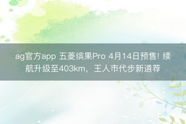 ag官方app 五菱缤果Pro 4月14日预售! 续航升级至403km，王人市代步新遴荐
