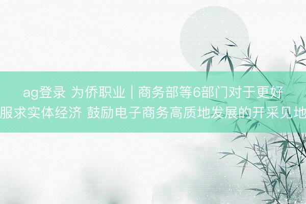 ag登录 为侨职业 | 商务部等6部门对于更好服求实体经济 鼓励电子商务高质地发展的开采见地