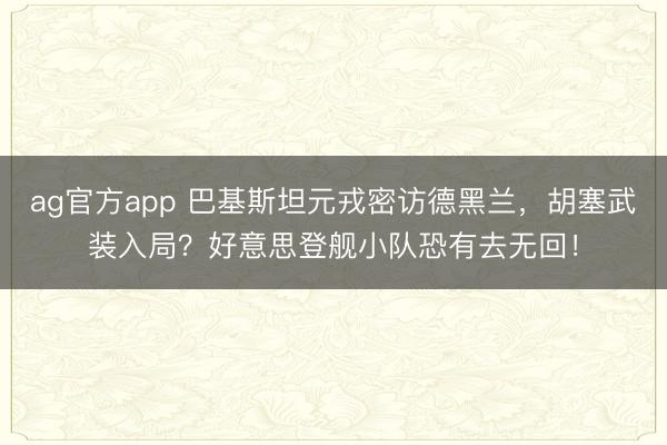 ag官方app 巴基斯坦元戎密访德黑兰，胡塞武装入局？好意思登舰小队恐有去无回！