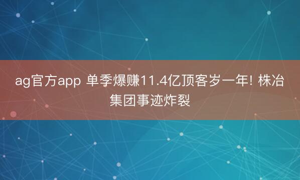ag官方app 单季爆赚11.4亿顶客岁一年! 株冶集团事迹炸裂