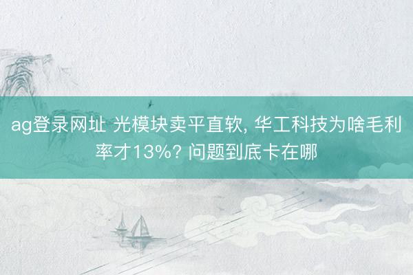 ag登录网址 光模块卖平直软， 华工科技为啥毛利率才13%? 问题到底卡在哪