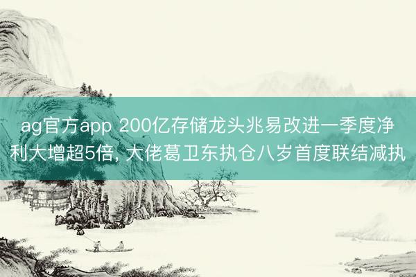 ag官方app 200亿存储龙头兆易改进一季度净利大增超5倍， 大佬葛卫东执仓八岁首度联结减执