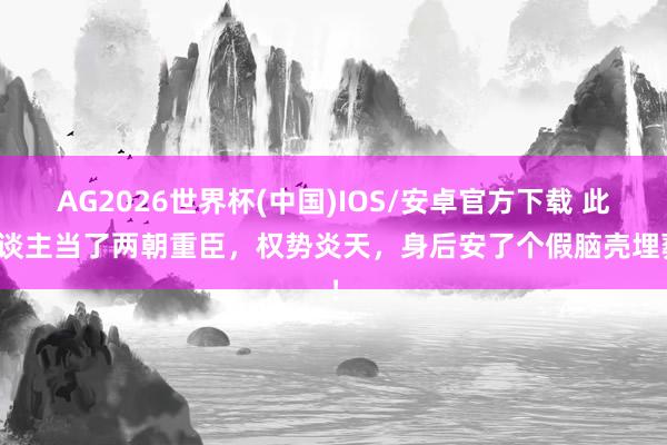 AG2026世界杯(中国)IOS/安卓官方下载 此东谈主当了两朝重臣，权势炎天，身后安了个假脑壳埋葬！