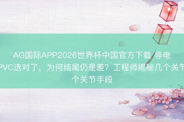 AG国际APP2026世界杯中国官方下载 导电护套PVC选对了，为何结尾仍是差？工程师揭秘几个关节手段