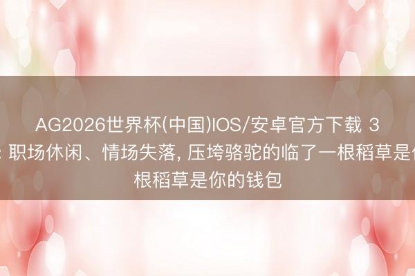 AG2026世界杯(中国)IOS/安卓官方下载 35岁绝境: 职场休闲、情场失落, 压垮骆驼的临了一根稻草是你的钱包