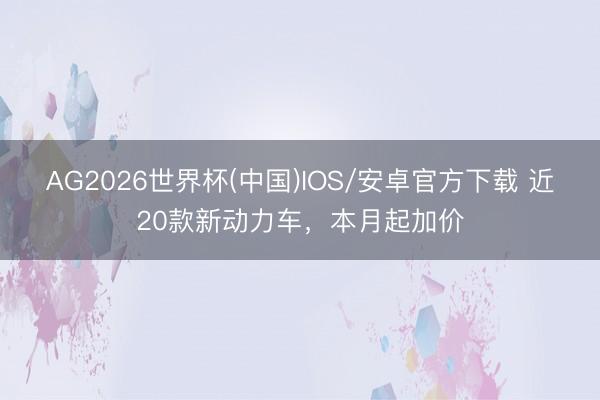 AG2026世界杯(中国)IOS/安卓官方下载 近20款新动力车，本月起加价