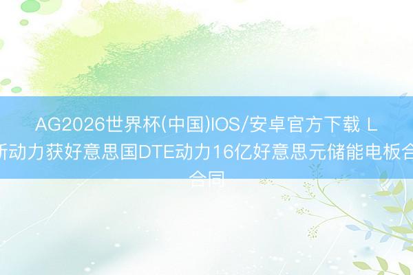 AG2026世界杯(中国)IOS/安卓官方下载 LG新动力获好意思国DTE动力16亿好意思元储能电板合同