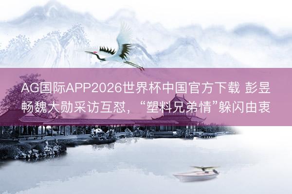 AG国际APP2026世界杯中国官方下载 彭昱畅魏大勋采访互怼，“塑料兄弟情”躲闪由衷