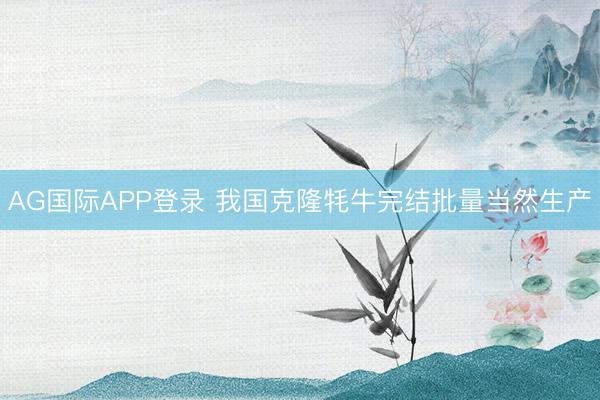 AG国际APP登录 我国克隆牦牛完结批量当然生产