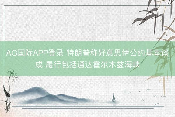 AG国际APP登录 特朗普称好意思伊公约基本谈成 履行包括通达霍尔木兹海峡