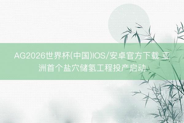 AG2026世界杯(中国)IOS/安卓官方下载 亚洲首个盐穴储氢工程投产启动