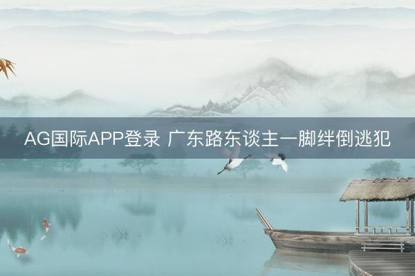 AG国际APP登录 广东路东谈主一脚绊倒逃犯